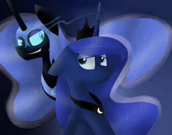 Size: 1024x805 | Tagged: safe, artist:despotshy, nightmare moon, princess luna, alicorn, pony, crying, duality