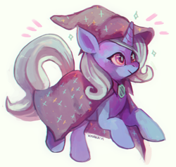 Size: 1245x1180 | Tagged: safe, artist:cherivinca, derpibooru import, trixie, pony, unicorn, chromatic aberration, female, mare, solo, trixie's cape, trixie's hat