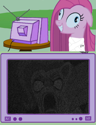 Size: 580x750 | Tagged: safe, pinkie pie, pony, creepy, exploitable meme, meme, pinkamena diane pie, tv meme, when you see it