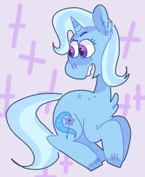 Size: 844x1033 | Tagged: safe, artist:cookie-munch, derpibooru import, trixie, pony, unicorn, abstract background, chest fluff, cute, diatrixes, ear fluff, female, mare, open mouth, solo, starry eyes, unshorn fetlocks, wingding eyes