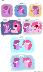 Size: 1500x2517 | Tagged: safe, artist:epulson, berry punch, berryshine, pinkie pie, earth pony, pony, comic, zalgo