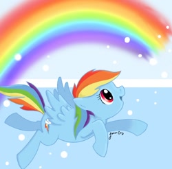 Size: 784x770 | Tagged: artist needed, safe, rainbow dash, pegasus, pony, flying, rainbow, solo