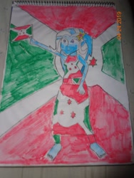 Size: 1600x2133 | Tagged: safe, artist:1987arevalo, derpibooru import, trixie, equestria girls, burundi, flag, traditional art