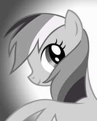 Size: 2400x3000 | Tagged: safe, artist:t-dijk, rainbow dash, pegasus, pony, the mysterious mare do well, black and white, bust, grayscale, high res, monochrome, photo, portrait, poster, solo