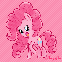 Size: 510x510 | Tagged: safe, artist:anggrc, pinkie pie, pony, cute, diapinkes, huge mane, open mouth, solo