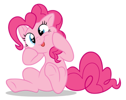 Size: 1024x819 | Tagged: safe, artist:lugiaangel, pinkie pie, pony, cute, diapinkes, silly, silly face, silly pony, sitting, underhoof, vector