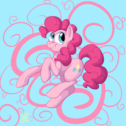 Size: 1111x1111 | Tagged: safe, artist:skippyrip, pinkie pie, earth pony, pony, female, happy, mare, pink coat, pink mane, solo