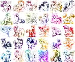 Size: 1024x853 | Tagged: safe, artist:remyroez, derpibooru import, apple bloom, applejack, berry punch, berryshine, big macintosh, bon bon, braeburn, carrot top, cheerilee, cloudchaser, derpy hooves, dj pon-3, doctor whooves, fluttershy, golden harvest, granny smith, lyra heartstrings, maud pie, octavia melody, photo finish, pinkie pie, princess cadance, princess celestia, princess luna, queen chrysalis, rainbow dash, rarity, scootaloo, shining armor, sweetie belle, sweetie drops, trixie, twilight sparkle, twilight sparkle (alicorn), vinyl scratch, alicorn, changeling, changeling queen, earth pony, pegasus, pony, unicorn, cutie mark crusaders, female, mane six, mare