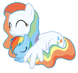 Size: 5000x4711 | Tagged: safe, artist:jennieoo, rainbow dash, oc, pegasus, pony, absurd resolution, filly, mother, prism rain, sleeping