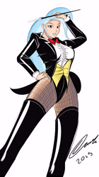 Size: 4800x8600 | Tagged: safe, artist:oudjiel, derpibooru import, trixie, human, absurd resolution, breasts, clothes, colored, cosplay, costume, female, humanized, lipstick, solo, tailcoat, titsie, zatanna