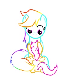 Size: 1024x1024 | Tagged: safe, artist:living_dead, rainbow dash, scootaloo, pegasus, pony, outline, scootalove