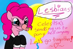 Size: 1280x853 | Tagged: safe, artist:syntheticearth, pinkie pie, earth pony, pony, female, lesbian, valentine