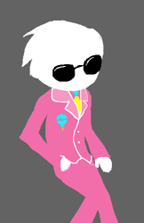 Size: 323x500 | Tagged: safe, artist:syntheticearth, pinkie pie, clothes, dave strider, gray background, homestuck, male, simple background, solo, suit, sunglasses, tie