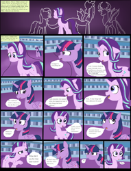 Size: 4560x5980 | Tagged: safe, artist:mr100dragon100, derpibooru import, discord, starlight glimmer, thorax, trixie, twilight sparkle, twilight sparkle (alicorn), alicorn, pony, unicorn, comic:to reform a queen, comic, library, reformed starlight, twilight's castle