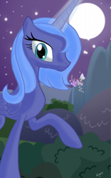 Size: 1200x1920 | Tagged: safe, artist:theroyalprincesses, princess luna, alicorn, pony, canterlot, moon, raised hoof, s1 luna, solo