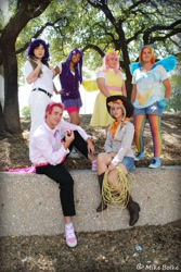 Size: 518x774 | Tagged: safe, artist:shinkastudioscosplay, artist:the-dlist, derpibooru import, applejack, fluttershy, pinkie pie, rainbow dash, rarity, twilight sparkle, human, cosplay, irl, irl human, mane six, photo, rule 63