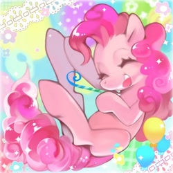 Size: 400x400 | Tagged: safe, artist:bnob, pinkie pie, earth pony, pony, eyes closed, open mouth, smiling