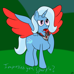 Size: 1000x1000 | Tagged: safe, artist:spritepony, derpibooru import, trixie, alicorn, pony, alicorn amulet, alicornified, race swap, solo, trixiecorn