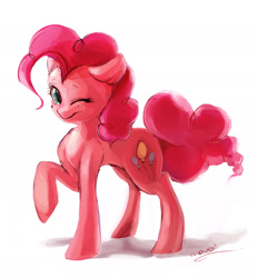 Size: 1653x1787 | Tagged: safe, artist:maocha, pinkie pie, earth pony, pony, cute, diapinkes, one eye closed, solo