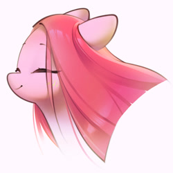 Size: 2502x2502 | Tagged: safe, artist:mirroredsea, pinkie pie, earth pony, pony, bust, cute, cuteamena, diapinkes, eyes closed, female, high res, mare, pinkamena diane pie, portrait, smiling, solo, straight hair, windswept mane