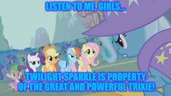 Size: 888x499 | Tagged: safe, derpibooru import, edit, edited screencap, screencap, applejack, fluttershy, rainbow dash, rarity, spike, trixie, twilight sparkle, dragon, earth pony, pegasus, pony, unicorn, boast busters, female, freckles, lesbian, male, mare, meme, shipping, twixie