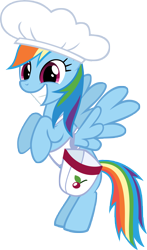 Size: 4707x8000 | Tagged: safe, artist:crusierpl, rainbow dash, pegasus, pony, absurd resolution, chef, cute, dashabetes, flying, grin, happy, simple background, smiling, squee, transparent background, vector