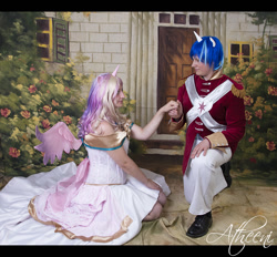 Size: 948x880 | Tagged: safe, artist:atheeni, princess cadance, shining armor, human, cosplay, irl, irl human, photo