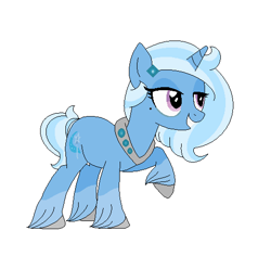 Size: 513x485 | Tagged: safe, artist:chibimufffin, derpibooru import, trixie, pony, unicorn, female, mare, raised hoof, simple background, solo, unshorn fetlocks, white background