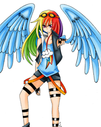 Size: 2524x3176 | Tagged: safe, artist:manhunterj, rainbow dash, high res, humanized, skinny, winged humanization