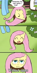 Size: 2581x5097 | Tagged: safe, artist:helsaabi, fluttershy, rainbow dash, pegasus, pony, comic, fluttertree