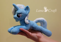 Size: 1898x1303 | Tagged: safe, artist:lanacraft, derpibooru import, trixie, pony, unicorn, female, hand, irl, mare, photo, plushie