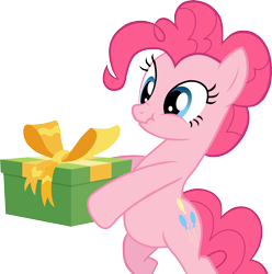 Size: 6000x6042 | Tagged: safe, artist:psychoanalyticbrony, pinkie pie, earth pony, pony, absurd resolution, bipedal, present, scrunchy face, seems legit