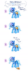 Size: 789x2005 | Tagged: safe, artist:rainiitan, derpibooru import, trixie, twilight sparkle, pony, unicorn, 4koma, comic, cute, diatrixes, female, magic, mare, peanut butter crackers, photo, princess, solo