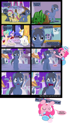 Size: 2240x3932 | Tagged: safe, artist:mlp-silver-quill, pinkie pie, prince blueblood, shining armor, twilight sparkle, twilight sparkle (alicorn), oc, oc:clutterstep, alicorn, earth pony, pony, unicorn, comic:a princess' tears, breaking the fourth wall, comic, female, fourth wall, mare, medic, peach dream, royal guard, top tier