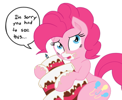 Size: 700x570 | Tagged: safe, artist:joey darkmeat, artist:smile, pinkie pie, earth pony, pony, cake, caught, solo