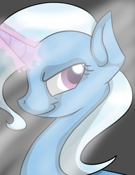 Size: 1024x1325 | Tagged: safe, artist:armouredsketch, derpibooru import, trixie, pony, unicorn, female, magic, mare, smiling, solo