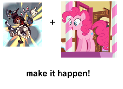 Size: 872x633 | Tagged: safe, pinkie pie, earth pony, pony, exploitable meme, make it happen, meta, peacock (skullgirls), skullgirls