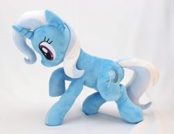 Size: 2048x1584 | Tagged: safe, artist:nekokevin, derpibooru import, trixie, pony, unicorn, female, irl, mare, photo, plushie, raised hoof, smiling, solo