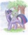 Size: 3488x4299 | Tagged: safe, artist:banami-luv, derpibooru import, spike, twilight sparkle, dragon, traditional art