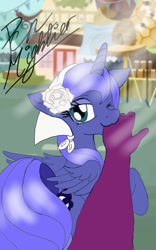 Size: 500x800 | Tagged: safe, artist:pen-mightier, princess luna, spike, alicorn, dragon, pony, cute, implied shipping