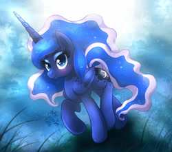 Size: 2260x2000 | Tagged: safe, artist:joakaha, princess luna, alicorn, pony, blushing, female, horn, mare, solo