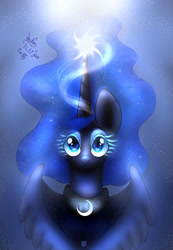 Size: 900x1300 | Tagged: safe, artist:joakaha, princess luna, alicorn, pony, female, gradient background, horn, mare, solo