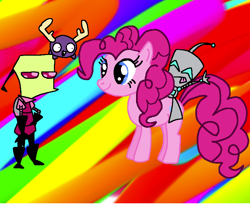 Size: 746x668 | Tagged: safe, artist:critterinvasion, pinkie pie, earth pony, pony, crossover, gir, invader zim, mini moose, zim