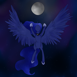 Size: 5000x5000 | Tagged: safe, artist:hirundoarvensis, princess luna, alicorn, pony, absurd resolution, moon, night, solo