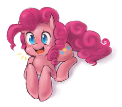 Size: 603x531 | Tagged: safe, artist:moon-beams, pinkie pie, earth pony, pony, colored pupils, cute, diapinkes, female, looking at you, mare, open mouth, prone, solo