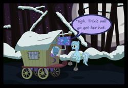 Size: 1280x883 | Tagged: safe, artist:evil-dec0y, derpibooru import, trixie, oc, oc:ghost, earth pony, ghost, pony, unicorn, comic:trixie vs., chains, comic, forest, full moon, levitation, magic, moon, telekinesis, trixie's wagon