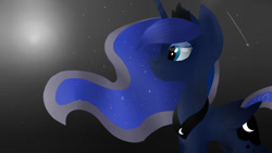 Size: 1024x576 | Tagged: safe, artist:despotshy, princess luna, alicorn, pony, night, shooting star, solo, stars