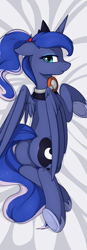 Size: 398x1143 | Tagged: safe, artist:theparagon, princess luna, alicorn, pony, body pillow, body pillow design, cute, female, gamer luna, looking at you, mare, moonbutt, plot, ponytail, smiling, solo