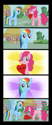 Size: 1572x3780 | Tagged: safe, artist:keta97, pinkie pie, rainbow dash, earth pony, pegasus, pony, female, friendshipping, implied shipping, lesbian, parody, pinkiedash, prank, shipping