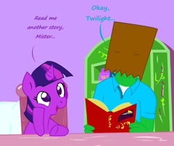 Size: 760x640 | Tagged: safe, artist:swiftcutter, edit, twilight sparkle, oc, oc:anon, human, cute, foal, story